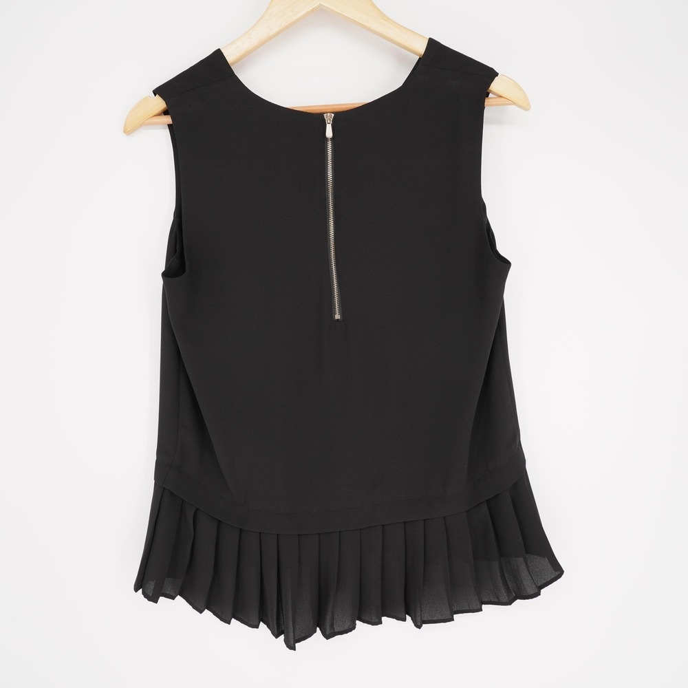 Limited Peplum Pleated Top Womens S Black Chiffon Lined Rear Zip Office Goth - Picture 7 of 11